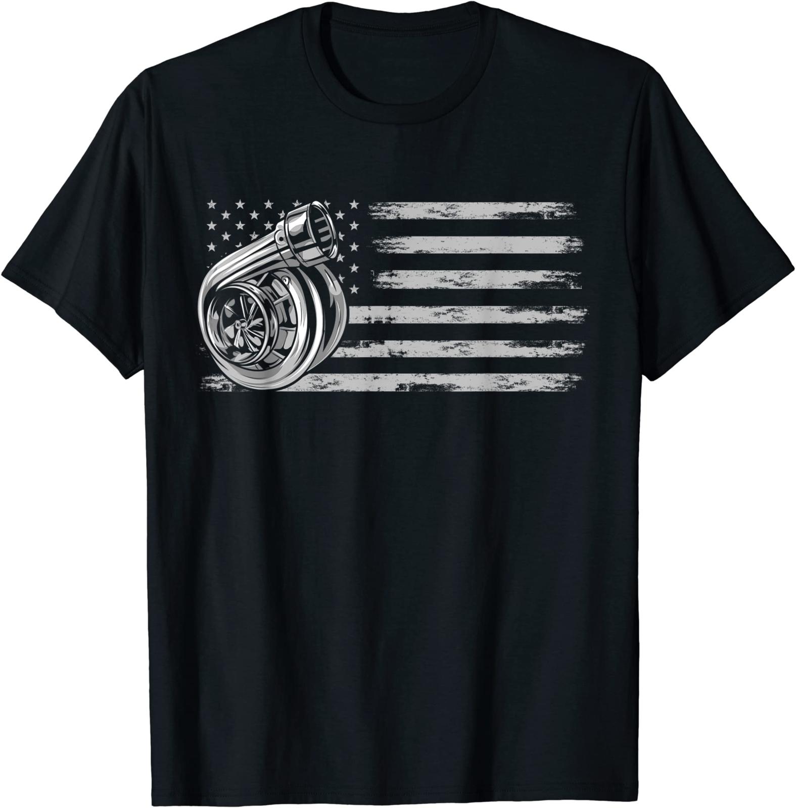 Turbo US Flag Tuner Car Guy Car Enthusiast Racing Drifting T-shirt Size S5XL XXXL