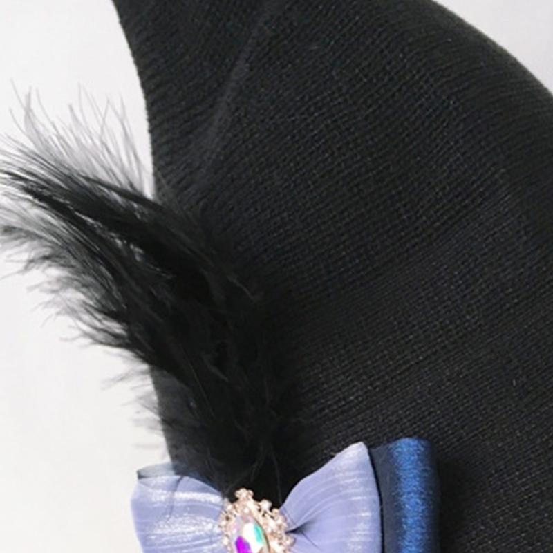 Witch Hat Feathered Witch Pointed Hat Magican Hat Halloween Witch Hat Wizard Hat Masquerad Halloween Witch Costume