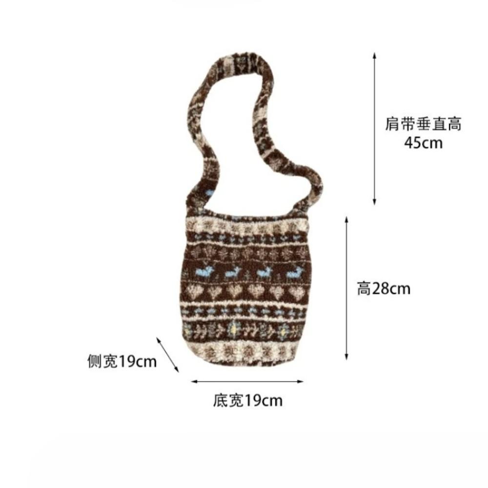 Korean Lady Handbag Retro Crossbody Bag Large Capacity Plush Shoulder Women Bag Fashion Travel Bag