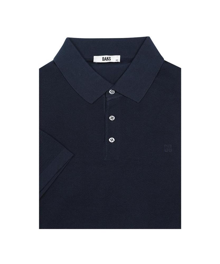 Dagseusyeocheu Cotton Blend Short Sleeve Collared Knit Navy_Dls1Swts150N1