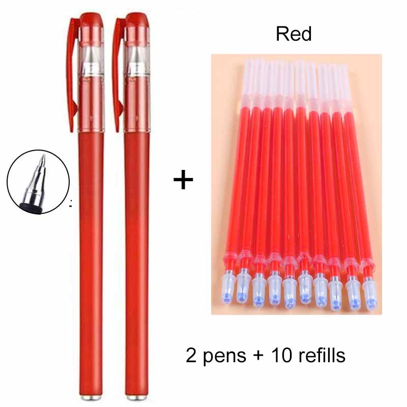 12/36pcs 0.5mm Matte Gel Pens+Refills Black Carbon Ink Ballpoint Pen Sign Pen Office & School   Supplies Stationery