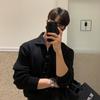 Autumn Winter Lapel Loose Lazy Handsome Men's Cardigan Sweater Korean Style Knitted Jacket