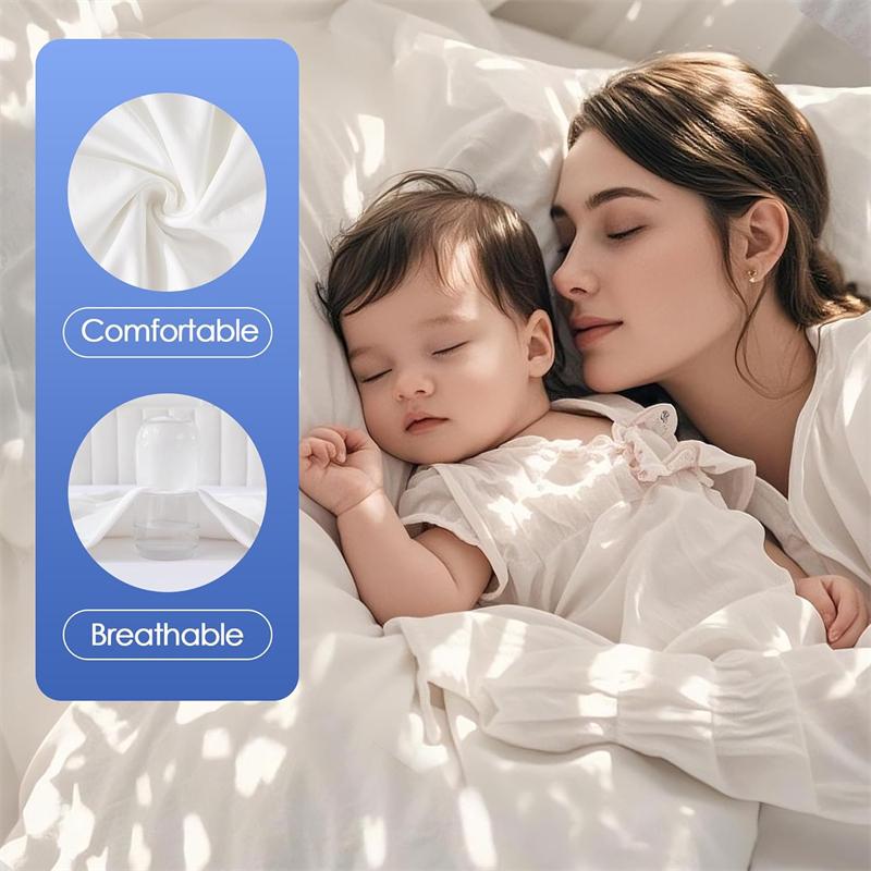 Hot Solid Waterproof Mattress Protector with Elastic Band Sanding Breathable Bed Mattress Cover Baby Wetting Sheet Anti-mite&Washable No Pillowcase