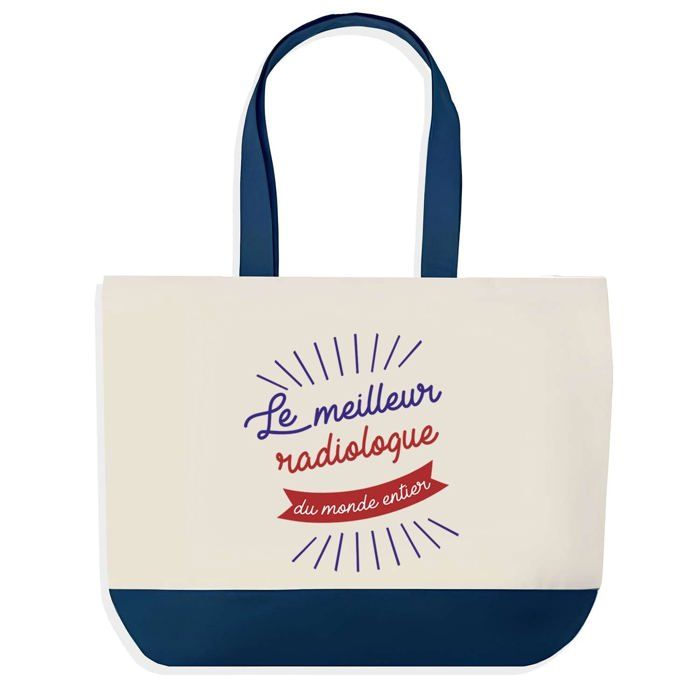 Tote bag - PLANETEE - Sac shopping fond bleu Radiologue Meilleur du Monde - Coton - 40 x 45 cm - Fabriqué en France