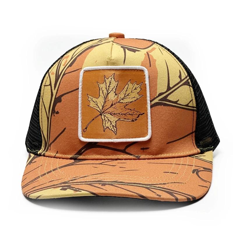 Fashion Hip Hop Maple Leaf Baseball Cap Outdoor Sport Snapback Hat for Women Unisex Breathable Caps Knight's Hat Trucker Hats