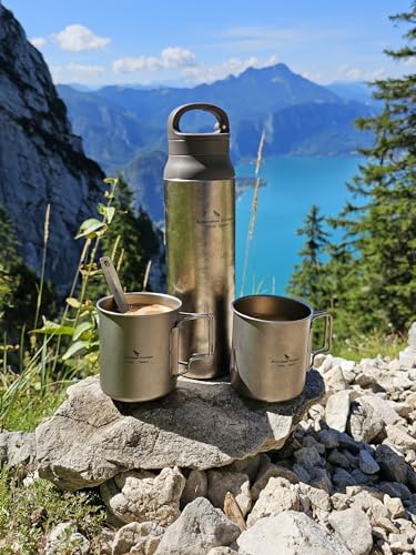 Boundless Voyage Titanium Mug, 420ml Single Cup, Titanium Cup, Camping Cup, Outdoor, Covered with Lid, Ti3025D