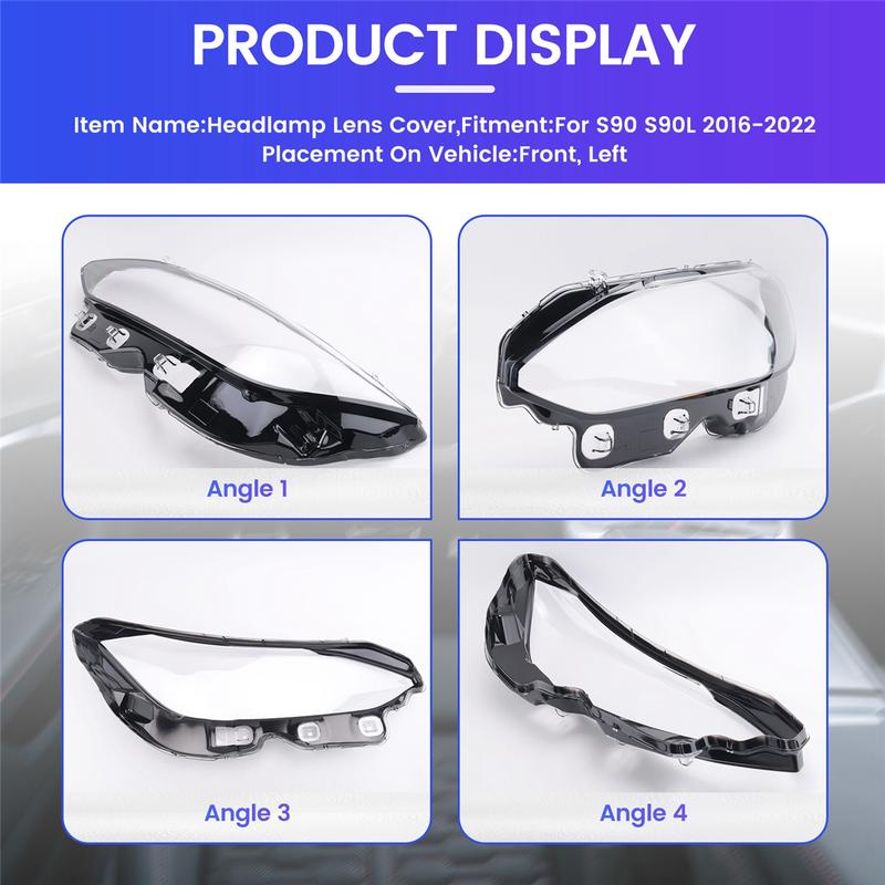 M31K-For Volvo S90 S90L 2016- Car Front Headlight Cover Headlamp Lamp Shell Mask Lampshade Lens Plexiglass Left