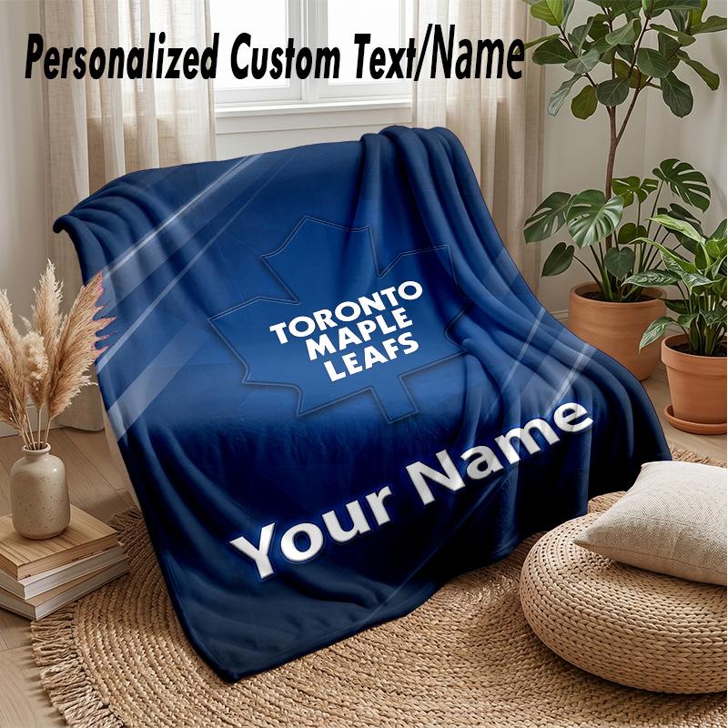 Toronto Maple Leafs Coperta Plaid Personalizzata Stampa il Tuo Nome Testo Morbida Calda Coperta Regalo di Festa