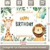 Party Backdrop Jungle Safari Cartoon Giraffe Lion Balloons Festive Celebrations Photo Booth Decor Birthday Party Decor