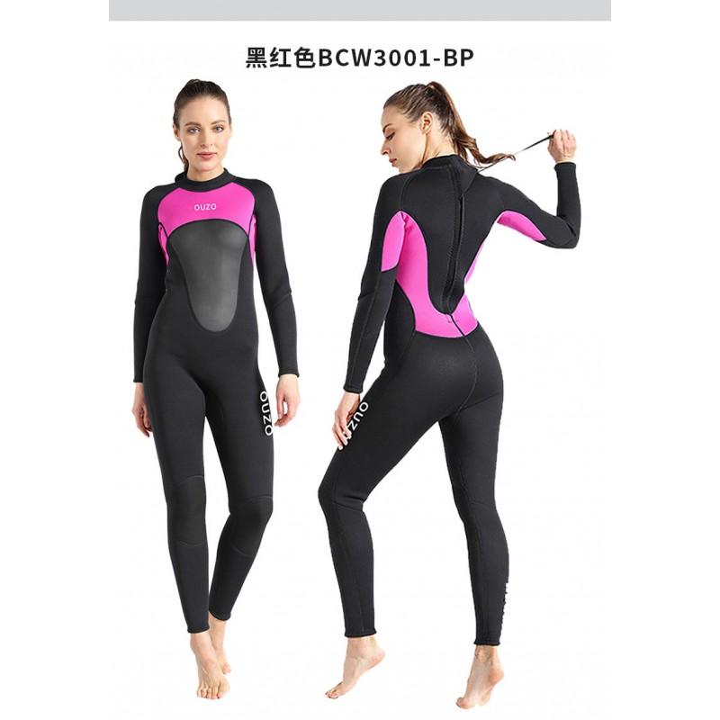 3mm Full Body Wetsuit Men Women - Long Sleeve Thermal Dive Suit Snorkeling Surfing Swimming In Cold Water
