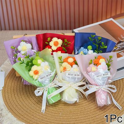 1 szt. Symulowany Bukiet Imprezy Dzianinowa Dekoracja Błogosławieństwo Niespodzianka Bogate Kolory Piękno Wykwintne Kształty Prezent