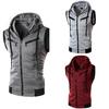 Fashion Men Sleeveless Zipper Hooded Vest Casual Top for Fitness Gym Sports