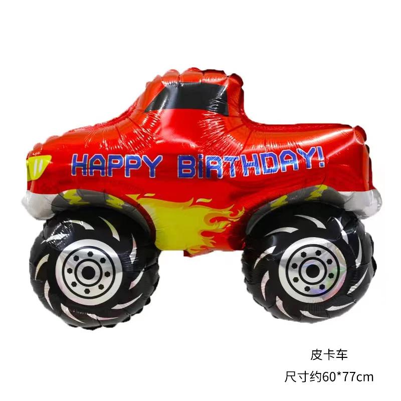 1Pc Cartoon Car Balloons Train Fire Truck Tank Engineering Car Tractor Aluminum Film Balloon Birthday Party Baby Shower Toy