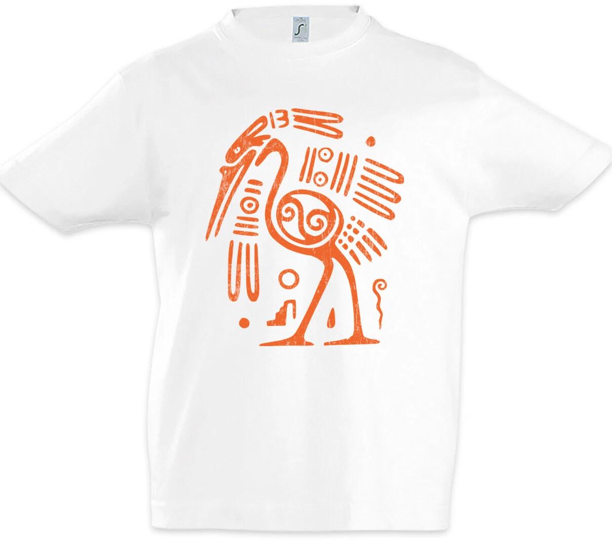 Aztec Ibis Kids Boys T-Shirt Aztec Bird Tattooist Indian Tribe Symbol- 130