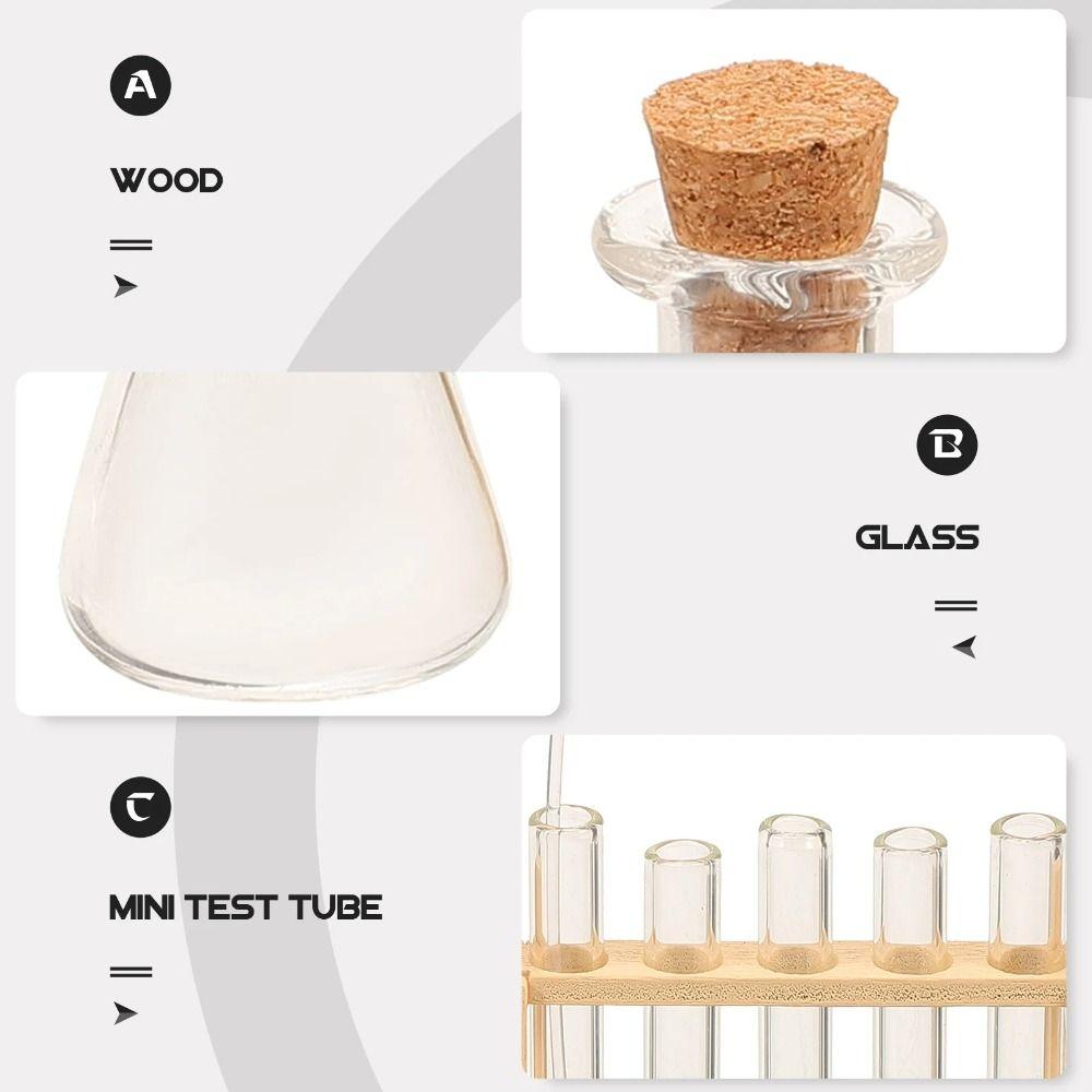 With Wooden Rack Dollhouse Mini Glass Test Tube Set Measuring Cup Miniature Measuring Cup  DIY Toy