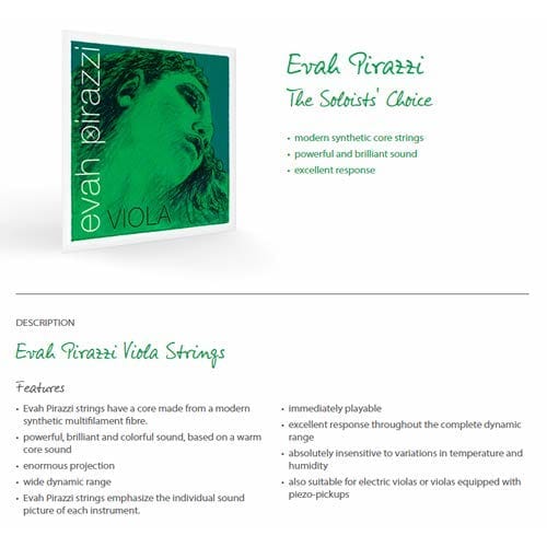 EVAH PIRAZZI Viola String G No. 4293 (Synthetic Core/Silver Wrap)