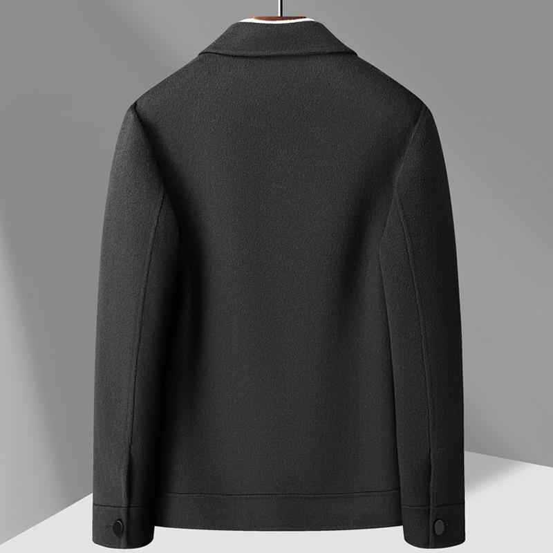 Autumn and Winter Men's Jacket Handmade Double-sided Woolen Tooling Jacket Middle-aged and Young People Lapel Solid Color Woolen Coat