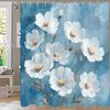 Beautiful And Elegant Blue Flowers Shower Curtain Partition Hanging Curtain With Hooks Washable Home Decoration Curtain