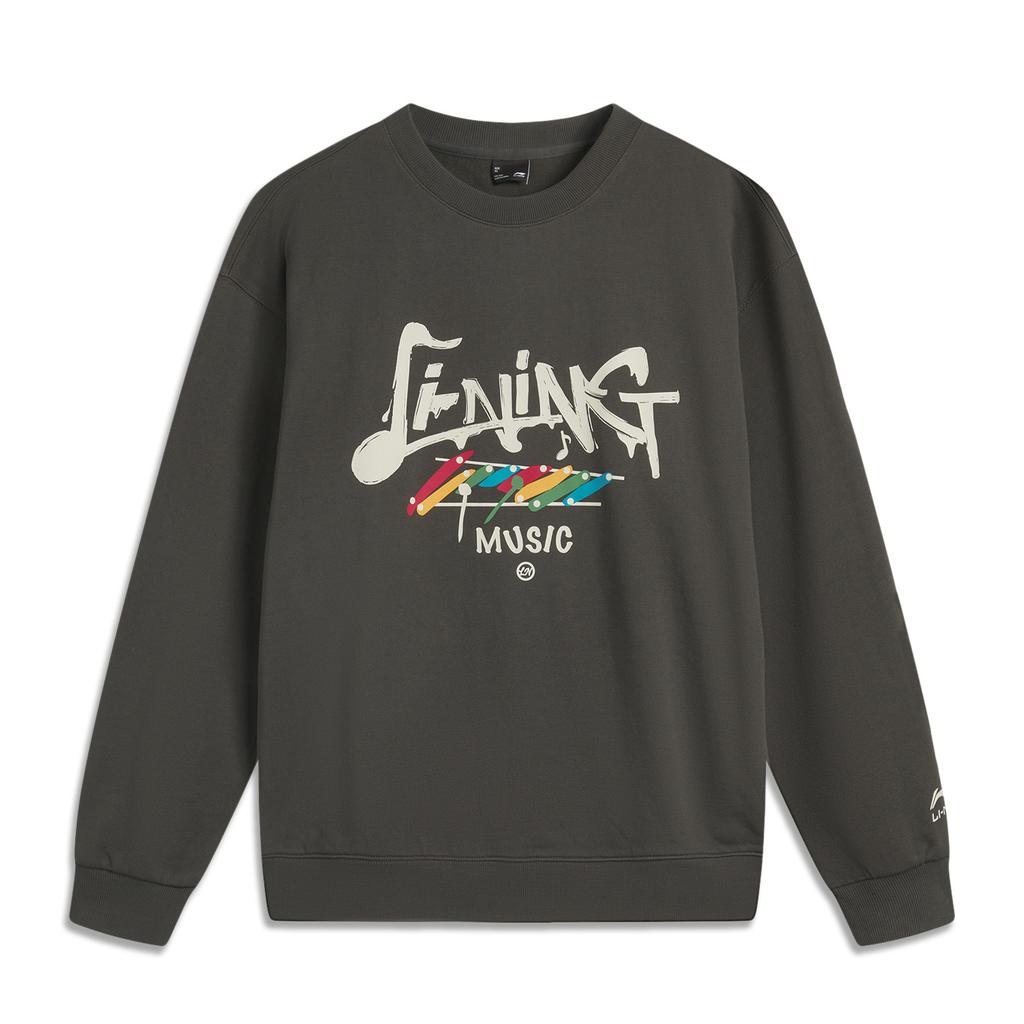 Li Ning Sportovní lifestylová série Americký high street retro móda Všestranný ležérní Jednoduchý jednobarevný Pletený svetr s kulatým výstřihem a nápisem AWDV411-5