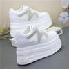 Fashion 12CM Air Mesh Microfiber Leather Autumn Vulcanize Fashion Women Chunky Sneakers Mixed Color Platform Wedge Causal Shoes
