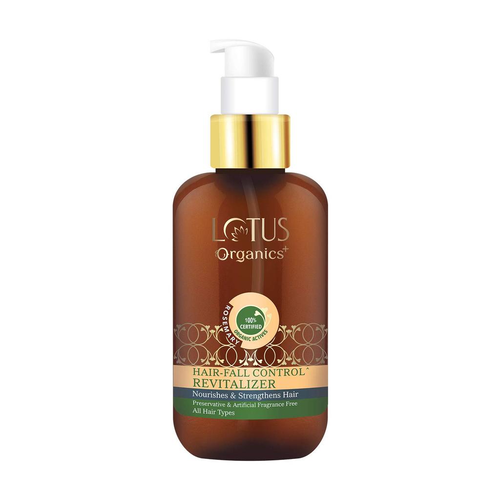 Lotus Organics+ Hair Fall Control Revitalizer | 100% Certified Organic Rosemary & Red Onion | Reduces Split Ends & Frizz | Strengthens & Adds Shine
