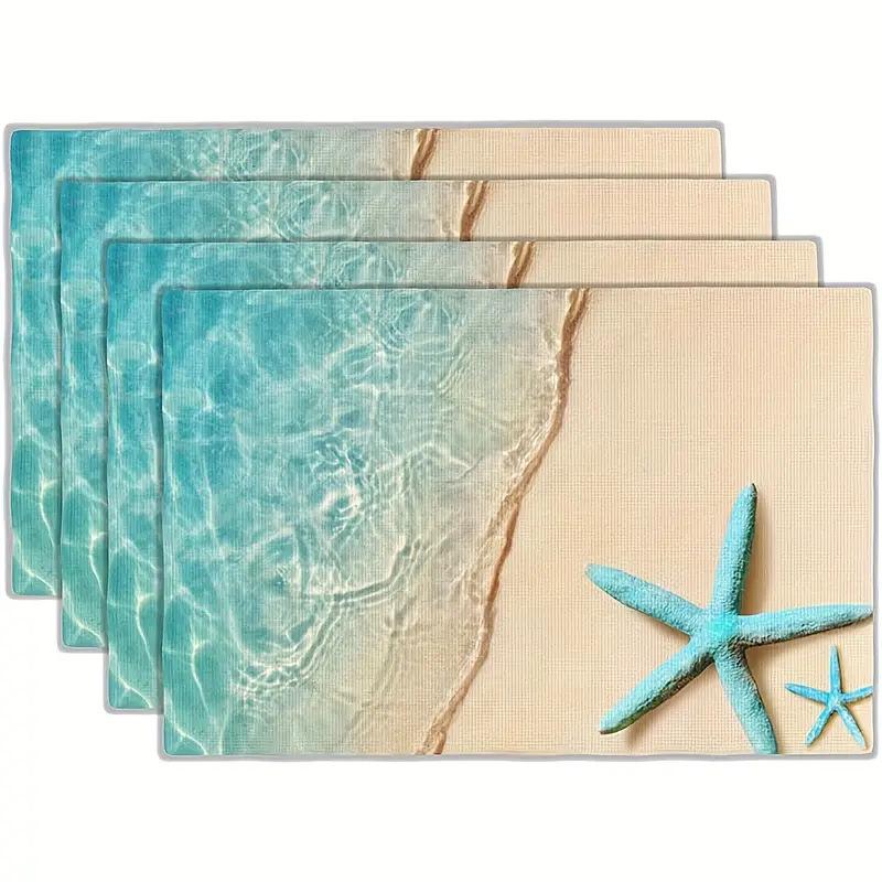 Seashell Summer Beach Placemat: Blue Ocean, Stain-Proof, Heat-Resistant Table Decoration.