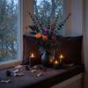 Halloween Black Pumpkin Stems with Decor for Party Table Centerpiece