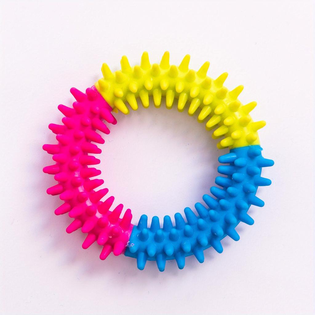 1PC Colored Dog Gnawing Thorn Ring Toy, Bite-resistant Rubber Tooth Grinding Toothbrush Ring, Pet Interactive Training Play and Dental Health Care