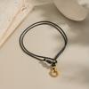  Minimalist Geometric Pendant Leather Cord Necklace High Quality PVD Plated Stainless Steel Collar Popular Jewelry Daily