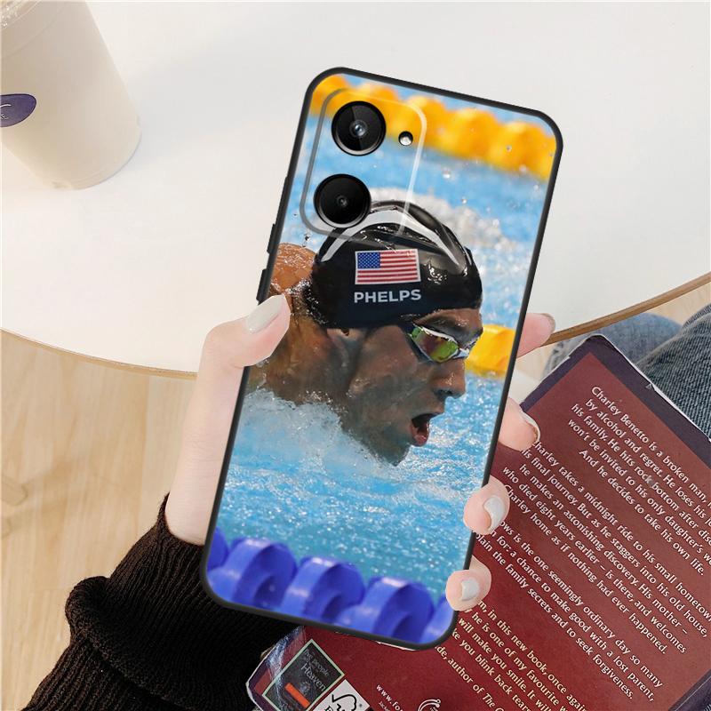 Michael Phelps Swimming Case For Realme GT 7 Pro GT 6T 6 5 C55 C53 C51 C21Y C25S C61 C67 C75 10 11 12 13 14 Pro Plus