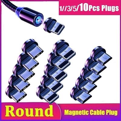 1//3/5/10 Stück runder magnetischer Kabelstecker Typ C Micro USB Lightning magnetischer Ladekabelstecker