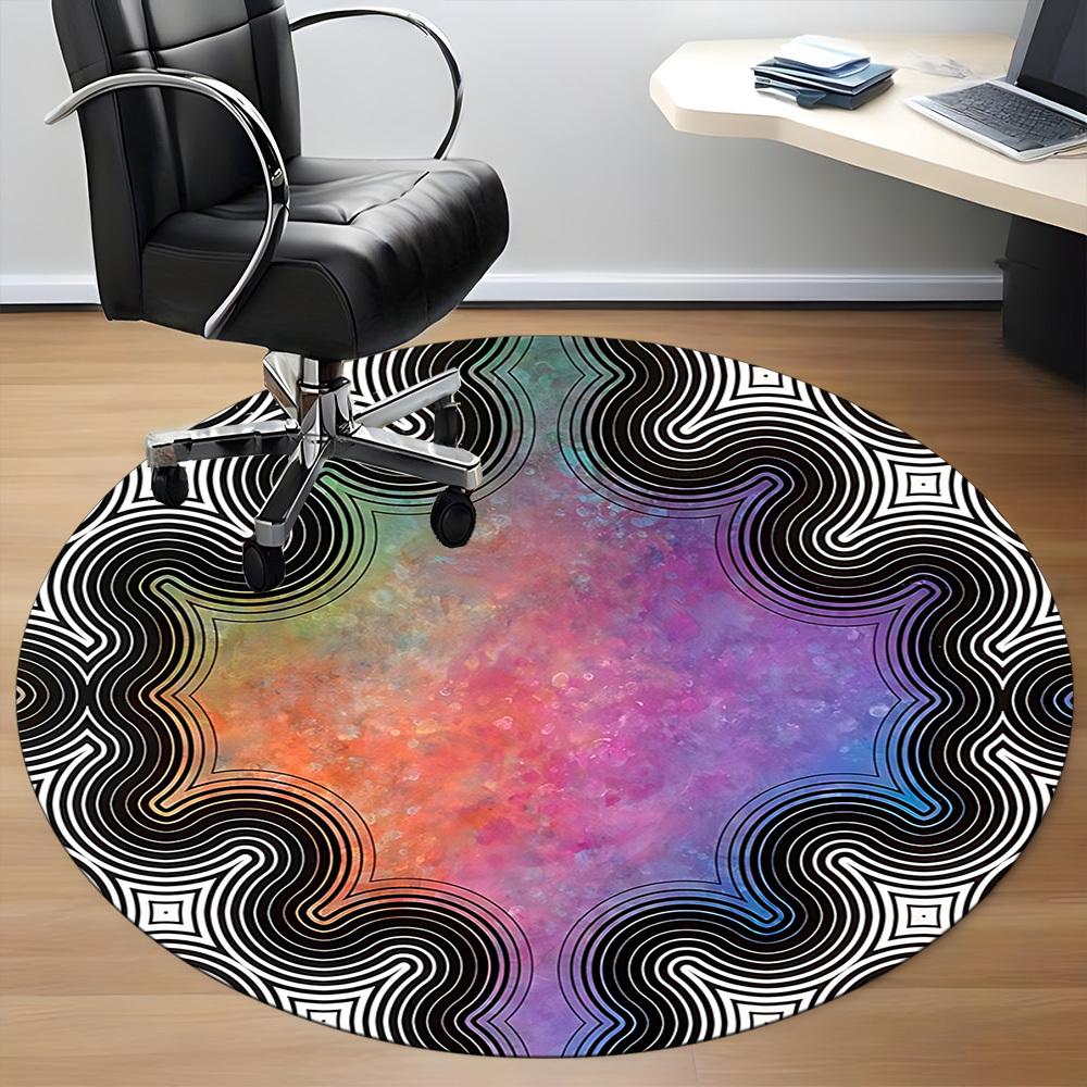 1pc Neonography Office Round Rug, Carpet for Office, Gaming, Lightweight Round Floor Mat yy260205033