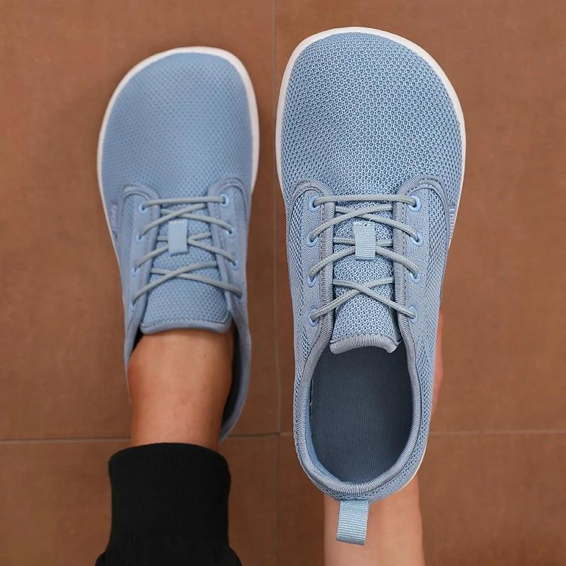 2025 Summer Men's Running Shoes Barefoot Fitness Mesh Sports Shoes Women Flat Bottom Wide Foot Shoes Slow Running Brand Sneakers