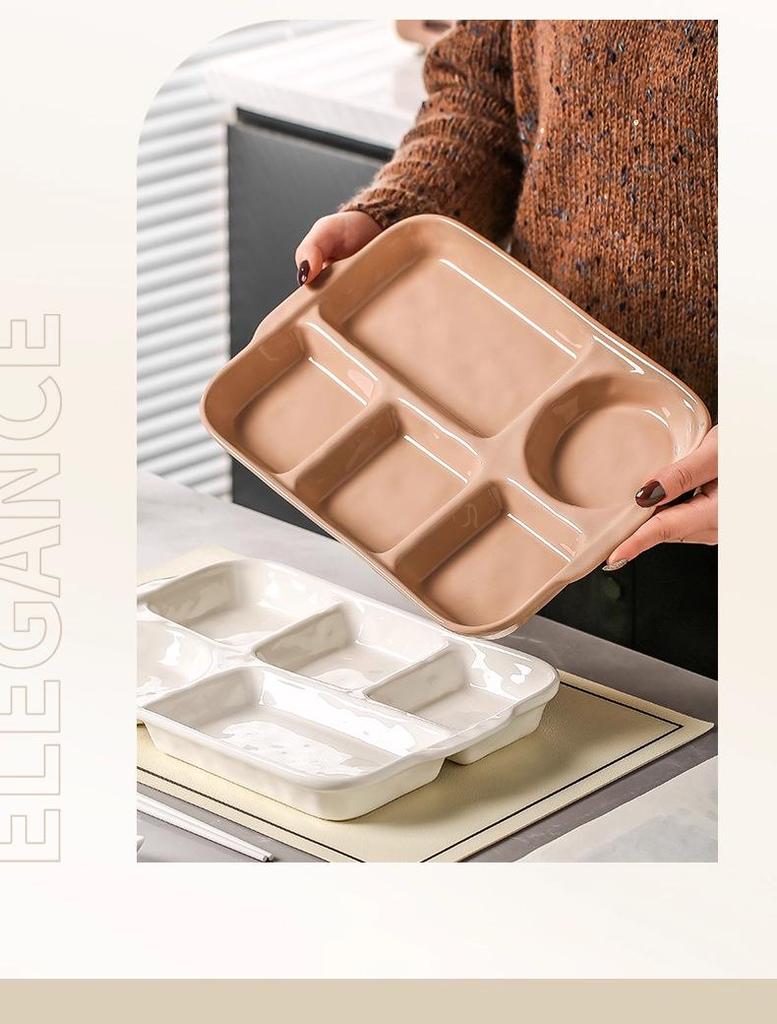 Multi-Compartment Ceramic Plate for Kids & Adults - Ideal for Weight Loss & Postpartum, Aesthetic Design for Balanced Meals