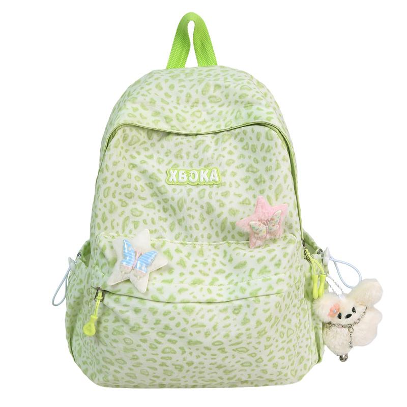 Student Schoolbag Female Retro Leopard Print Backpack Lightweight Travel Computer Backpack