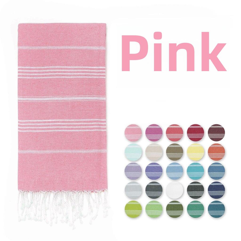 Woven Cotton Blanket Outdoor Blanket Foreign Trade  Beach Towel Color Bath Towel Tassel Striped Polyester Cotton Beach Towel