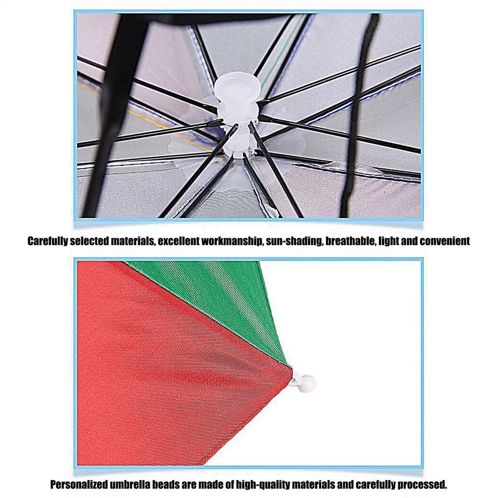 Head-Mounted Umbrella Hat Fishing Sunshade Headwear Umbrella Foldable UV Protection with Elastic Band for Kids Adult Outdoor Use