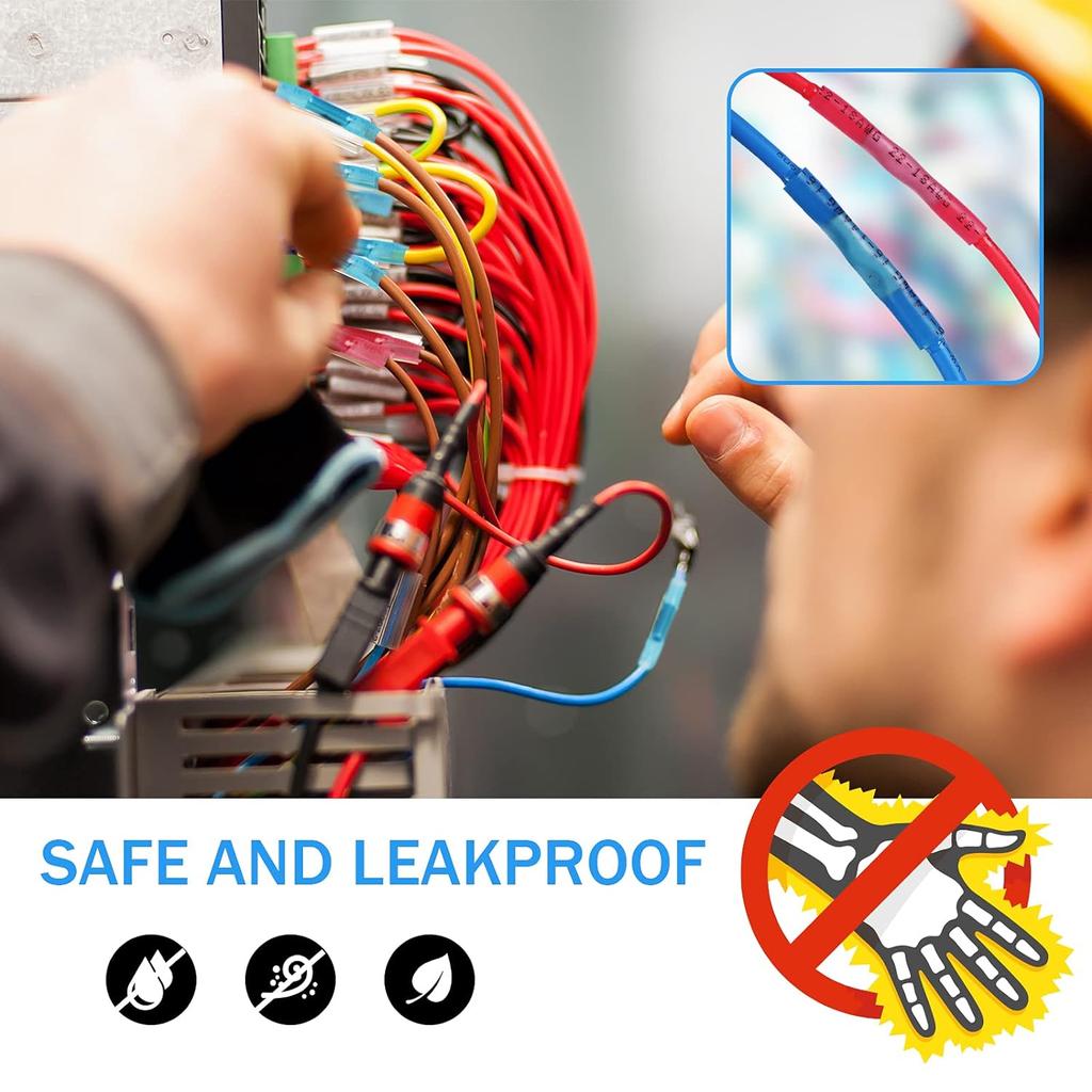 90PCS Heat Shrink Wire Connectors, Multipurpose Waterproof Electrical Wire Terminals kit, Insulated Crimp Connectors Ring Fork