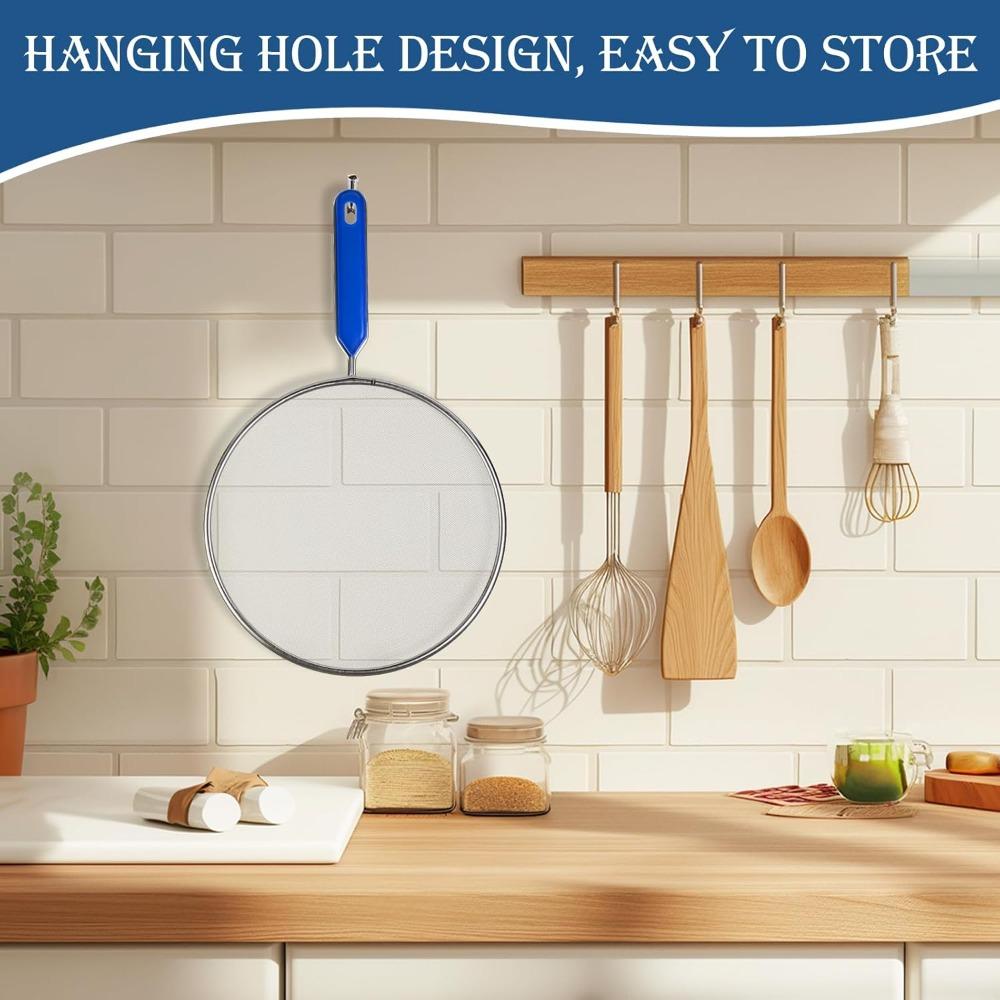 25/33cm Splash Guard Oil Splash Guard with Handle Splash Guard Frying Pan Oil Pan Splash Guard Reusable Kitchen Utensils