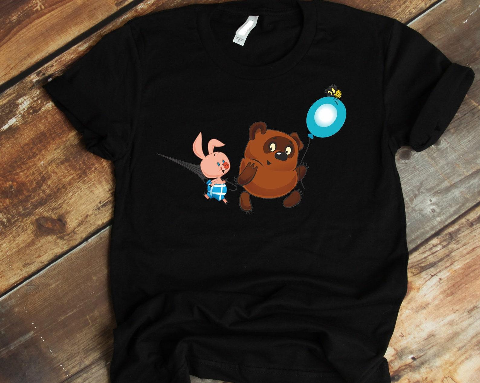 Soviet Winnie The Pooh T shirt, Soyuzmultfilm Inspired Winnie and Piglet T shirt, Pooh Bear Birthday Gift, Russian Winnie Pooh Kids T shirt L