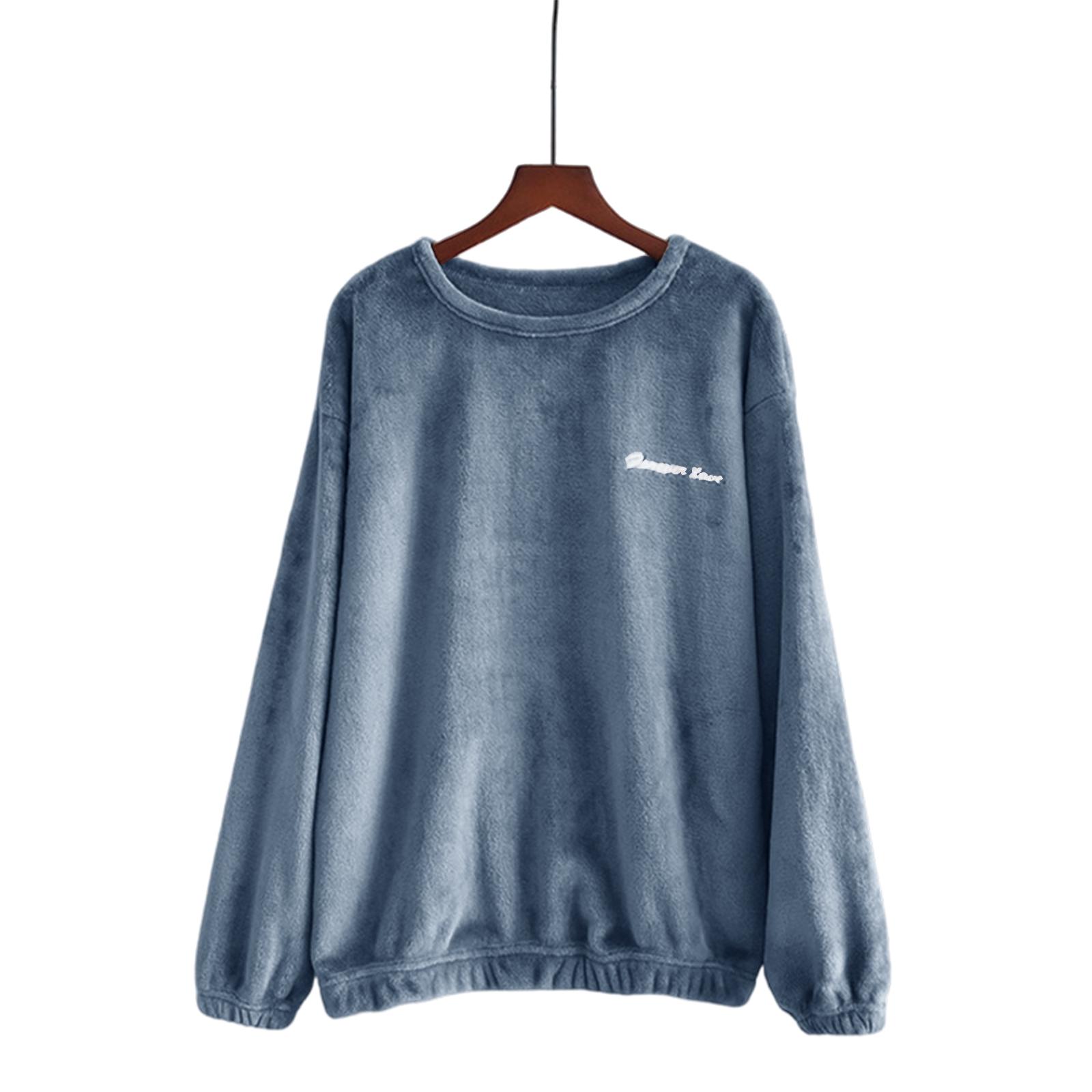 

Женская модная флисовая подкладка и утолщенный пуловер с длинным рукавом для пижамы XXXL синий