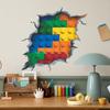 Self-adhesive 3D Wall Stickers Colorful Building Blocks Breaking Through Wall for Kids Room Playroom Home Decor