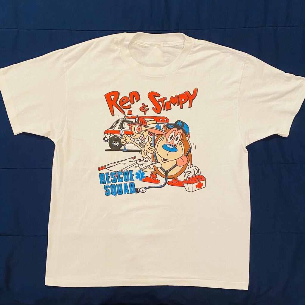 Ren Stimpy Rescue Squad T-shirt Unisex Cotton Classic Tee All size S-5Xl