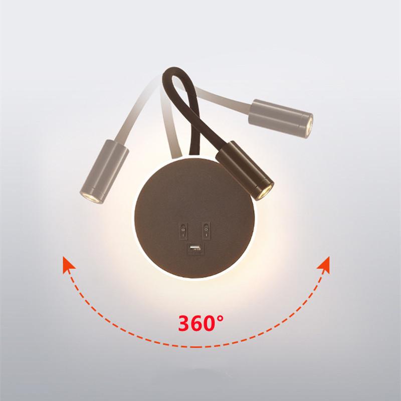 Modern LED Bedside Wall Lamp Bedroom Type-C Lamp Telescopic Hotel Reading Lamp Indoor USB Adjustable Angle Wall Light
