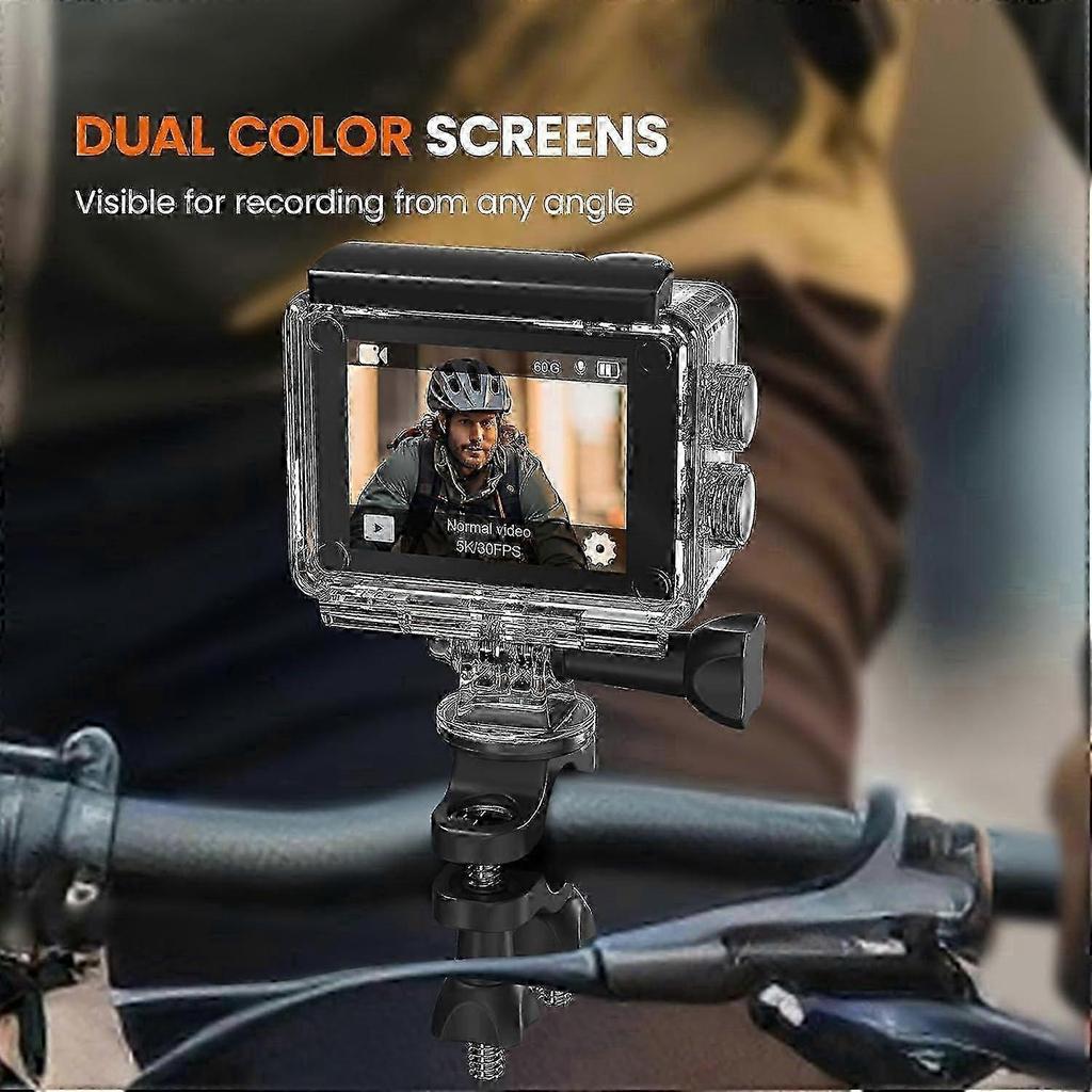 5K Waterproof Action Camera 30FPS Snorkeling Swimming Audio Recording EIS Stabilization Wireless Microphone Support