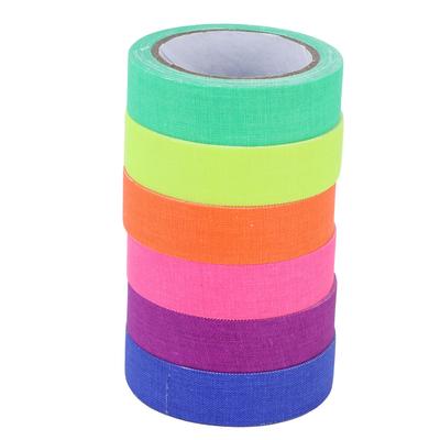 Nastro adesivo fluorescente UV da 6 pezzi, nastro in tessuto di cotone a 6 colori, accessorio per spettacoli teatrali