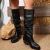 Fashion Ladies Shoes 2025 Hot Sale Slip-on Women's Boots Fashion Pleated Modern Boots Women New Round Toe Plus Size Knee-High Boots