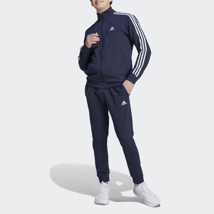 Adidas Originals Striped Zip Collar Long Sleeve Elastic Cuff Pants Casual Sports Suit Men suit IJ6064