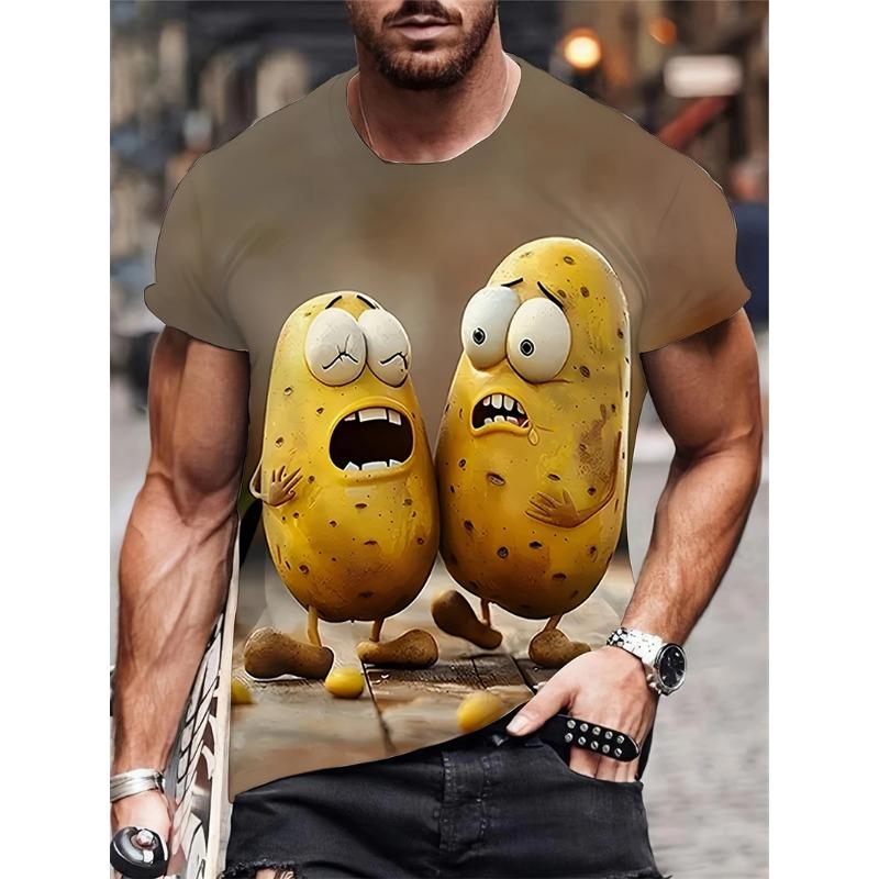 New Street Style Funny Men's Clothing Casual T-shirt 3D Printing Fun Animal Graphics Short Sleeved Loose Round Neck Top For Men
