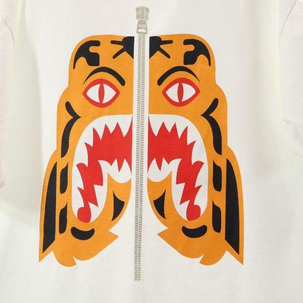 A BATHING APE Tiger double-sided print Short sleeve T-shirt XL White Men's Used
